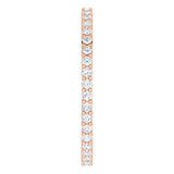 10K Gold Round Natural Diamond Shared-Prong Eternity Band – 1.3 mm Stones - Rose Gold - view 4