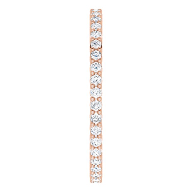 10K Gold Round Lab-Grown Diamond Shared-Prong Eternity Band – 1.3 mm Stones - Rose Gold - view 4