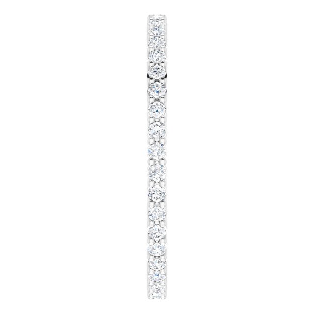 10K Gold Round Natural Diamond Shared-Prong Eternity Band – 1.3 mm Stones - White Gold - view 4