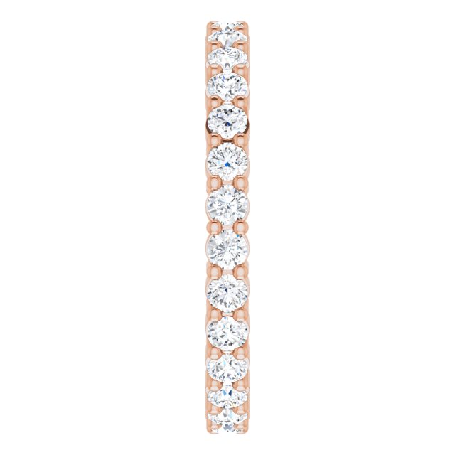10K Gold Round Natural Diamond Shared-Prong Eternity Band – 2 mm Stones - Rose Gold - view 4