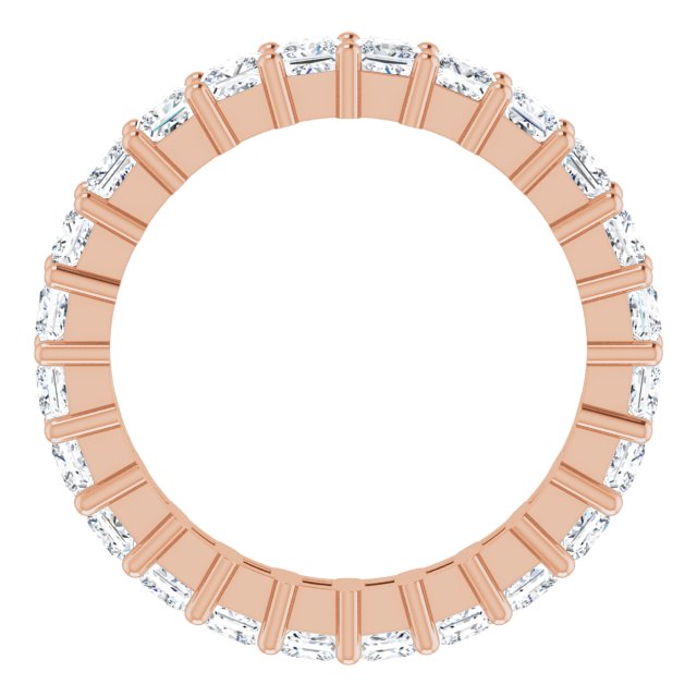 10K Gold Square Natural Diamond Shared-Prong Eternity Band – 2.5x2.5 mm Stones - Rose Gold - view 2