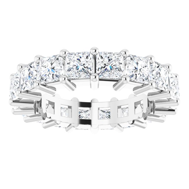 10K Gold Square Lab-Grown Diamond Shared-Prong Eternity Band – 3.5x3.5 mm Stones - White Gold - view 3