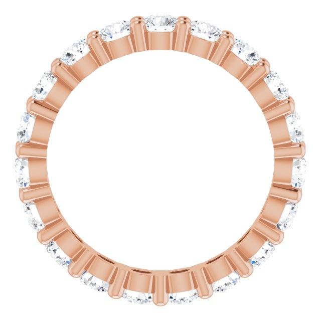 10K Gold Round Lab-Grown Diamond Shared-Prong Eternity Band – 3 mm Stones - Rose Gold - view 2