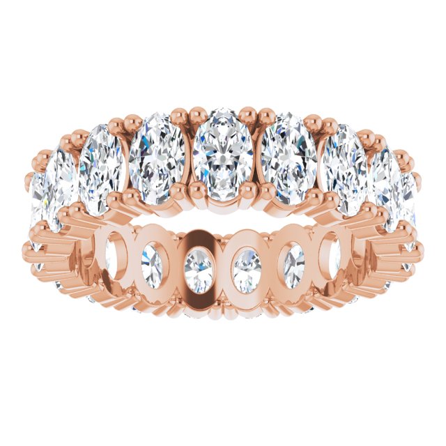 10K Gold Oval Lab-Grown Diamond Shared-Prong Eternity Band – 5x3 mm Stones - Rose Gold - view 3