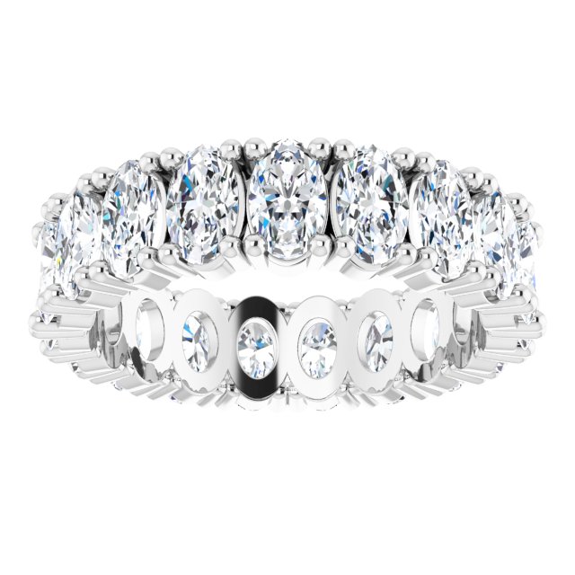 10K Gold Oval Lab-Grown Diamond Shared-Prong Eternity Band – 5x3 mm Stones - White Gold - view 3