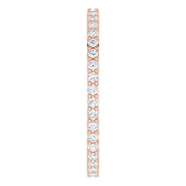 10K Gold Round Lab-Grown Diamond Shared-Prong Eternity Band – 1.3 mm Stones - Rose Gold - view 4