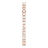 10K Gold Round Natural Diamond Shared-Prong Eternity Band – 1.3 mm Stones - Rose Gold - view 4
