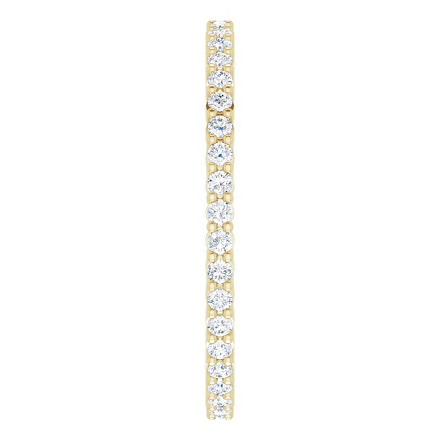 14K Gold Round Lab-Grown Diamond Shared-Prong Eternity Band – 1.3 mm Stones - Yellow Gold - view 4