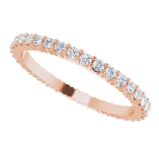 10K Gold Round Natural Diamond Shared-Prong Eternity Band – 1.5 mm Stones - Rose Gold - view 5