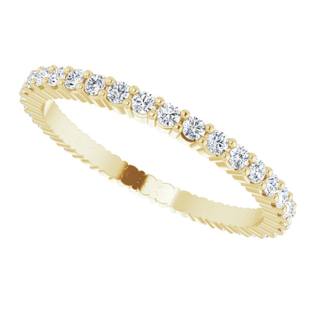 14K Gold Round Lab-Grown Diamond Shared-Prong Eternity Band – 1.5 mm Stones - Yellow Gold - view 5
