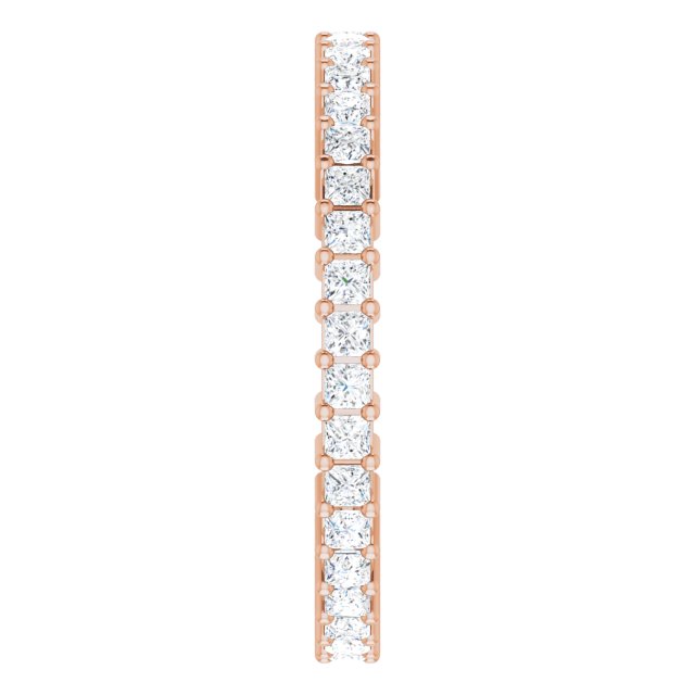 10K Gold Square Natural Diamond Shared-Prong Eternity Band – 1.5x1.5 mm Stones - Rose Gold - view 4