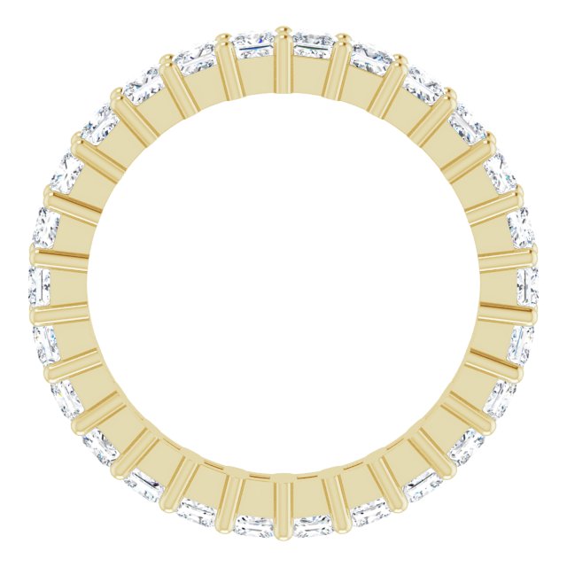 14K Gold Square Natural Diamond Shared-Prong Eternity Band – 2.25x2.25 mm Stones - Yellow Gold - view 2
