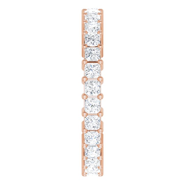 10K Gold Square Natural Diamond Shared-Prong Eternity Band – 2x2 mm Stones - Rose Gold - view 4