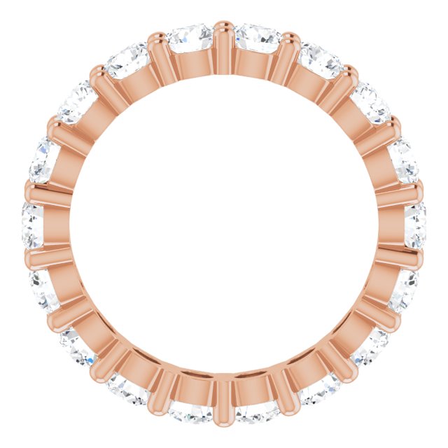 14K Gold Round Lab-Grown Diamond Shared-Prong Eternity Band – 3.4 mm Stones - Rose Gold - view 2