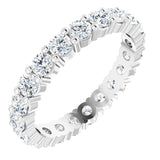 10K Gold Round Natural Diamond Shared-Prong Eternity Band – 2.75 mm Stones - White Gold