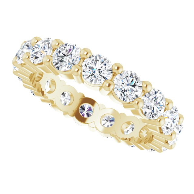 14K Gold Round Lab-Grown Diamond Shared-Prong Eternity Band – 3.5 mm Stones - Yellow Gold - view 5