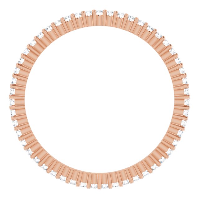 10K Gold Round Lab-Grown Diamond Shared-Prong Eternity Band – 1 mm Stones - Rose Gold - view 2