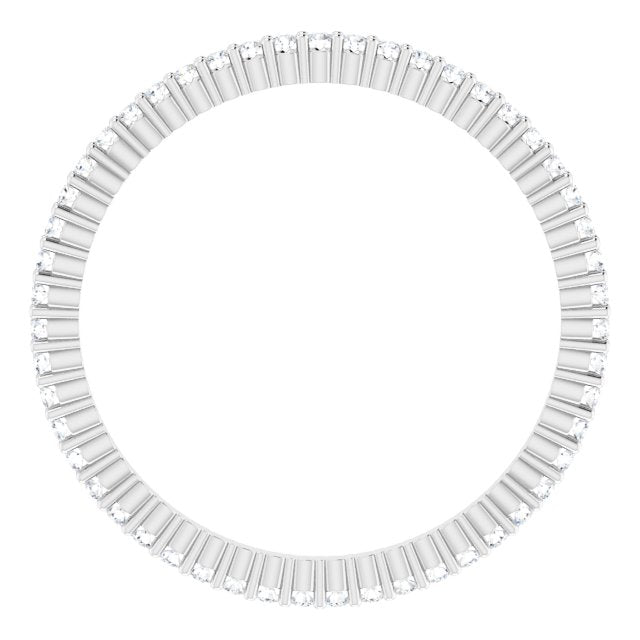 10K Gold Round Natural Diamond Shared-Prong Eternity Band – 1 mm Stones - White Gold - view 2