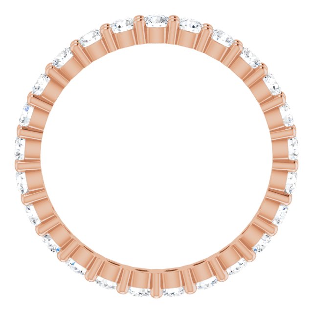 10K Gold Round Lab-Grown Diamond Shared-Prong Eternity Band – 2.25 mm Stones - Rose Gold - view 2
