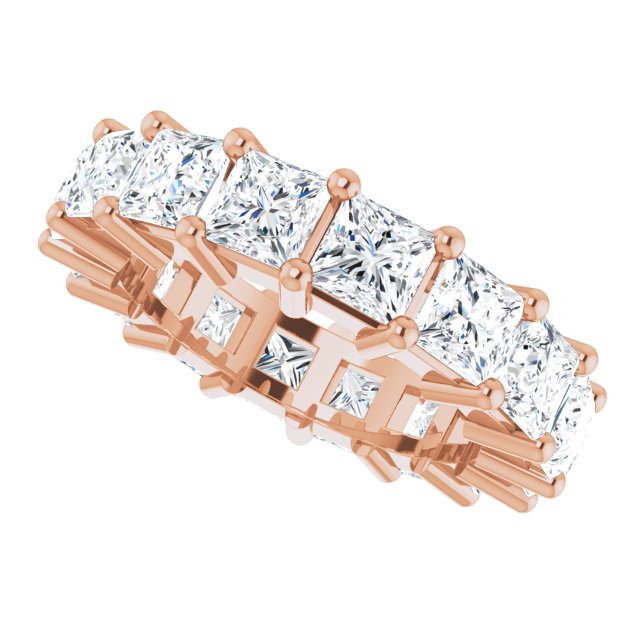 10K Gold Square Lab-Grown Diamond Shared-Prong Eternity Band – 4x4 mm Stones - Rose Gold - view 5