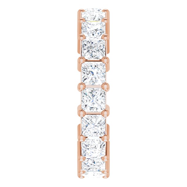 10K Gold Square Natural Diamond Shared-Prong Eternity Band – 3.25x3.25 mm Stones - Rose Gold - view 4