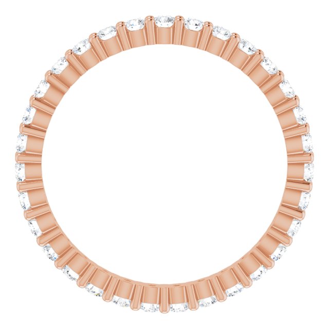 10K Gold Round Natural Diamond Shared-Prong Eternity Band – 1.75 mm Stones - Rose Gold - view 2