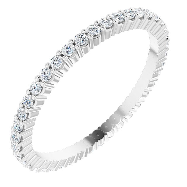 10K Gold Round Natural Diamond Shared-Prong Eternity Band – 1.3 mm Stones - White Gold