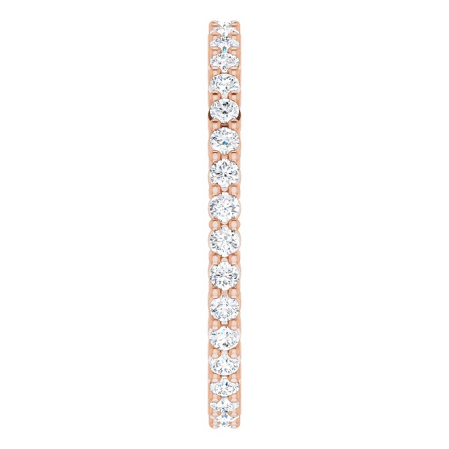 10K Gold Round Lab-Grown Diamond Shared-Prong Eternity Band – 1.5 mm Stones - Rose Gold - view 4
