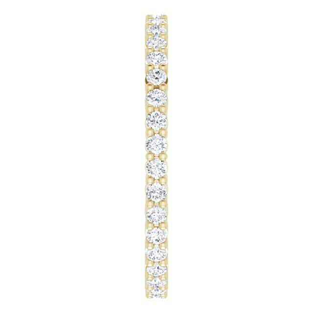 14K Gold Round Lab-Grown Diamond Shared-Prong Eternity Band – 1.5 mm Stones - Yellow Gold - view 4