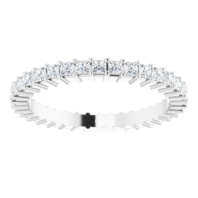 10K Gold Square Natural Diamond Shared-Prong Eternity Band – 1.5x1.5 mm Stones - White Gold - view 3