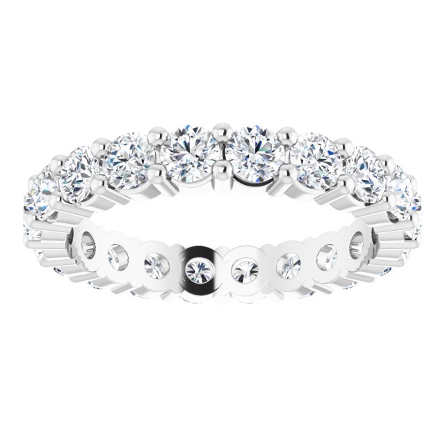 10K Gold Round Lab-Grown Diamond Shared-Prong Eternity Band – 3 mm Stones - White Gold - view 3