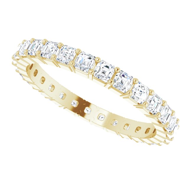 14K Gold Asscher Natural Diamond Shared-Prong Eternity Band – 2x2 mm Stones - view 5