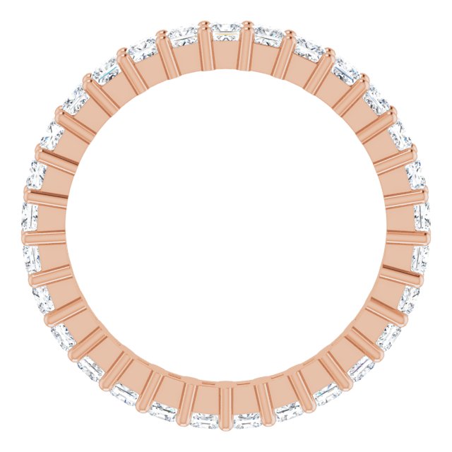 10K Gold Square Natural Diamond Shared-Prong Eternity Band – 2x2 mm Stones - Rose Gold - view 2