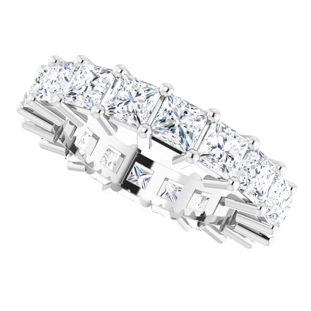10K Gold Square Lab-Grown Diamond Shared-Prong Eternity Band – 3.5x3.5 mm Stones - White Gold - view 5