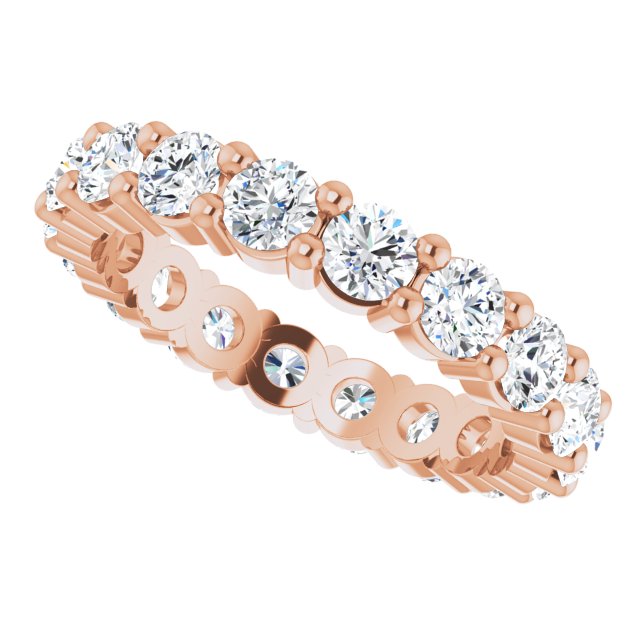 10K Gold Round Natural Diamond Shared-Prong Eternity Band – 3.2 mm Stones - Rose Gold - view 5