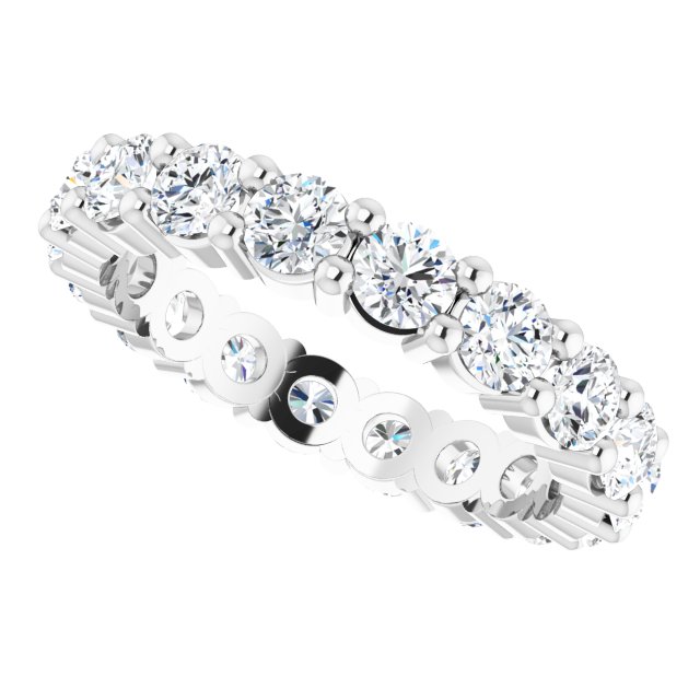 10K Gold Round Lab-Grown Diamond Shared-Prong Eternity Band – 3.2 mm Stones - White Gold - view 5
