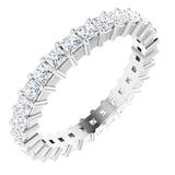 10K Gold Square Natural Diamond Shared-Prong Eternity Band – 2x2 mm Stones - White Gold