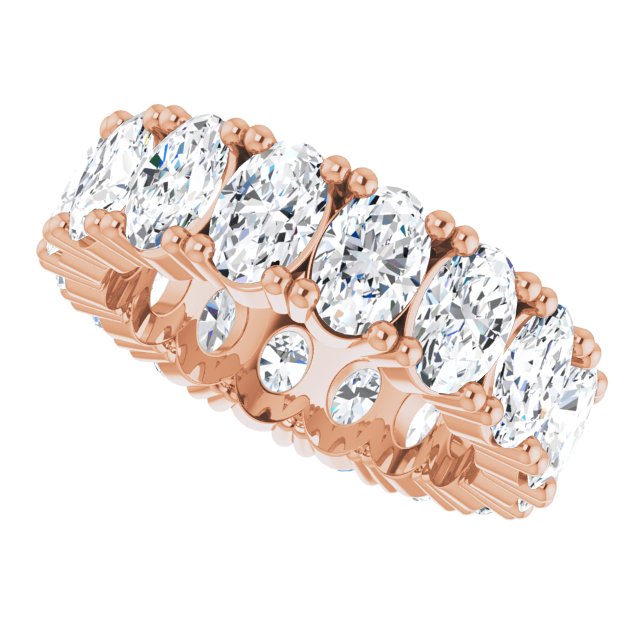 10K Gold Oval Lab-Grown Diamond Shared-Prong Eternity Band – 6x4 mm Stones - Rose Gold - view 5