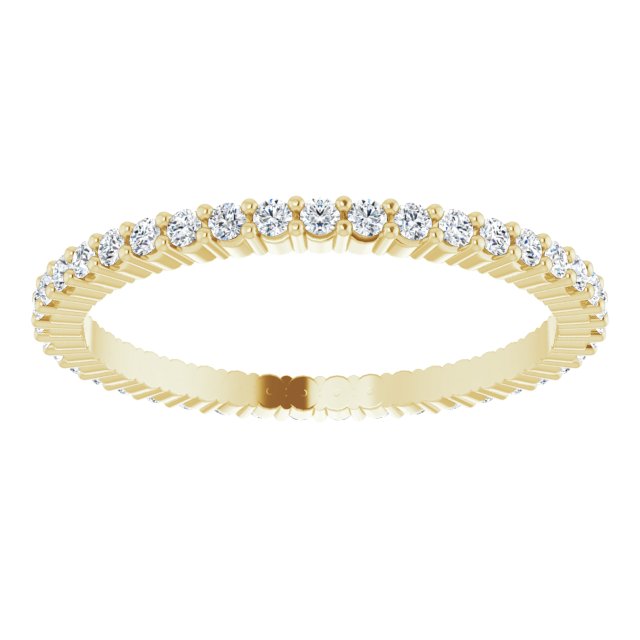 14K Gold Round Lab-Grown Diamond Shared-Prong Eternity Band – 1.3 mm Stones - Yellow Gold - view 3