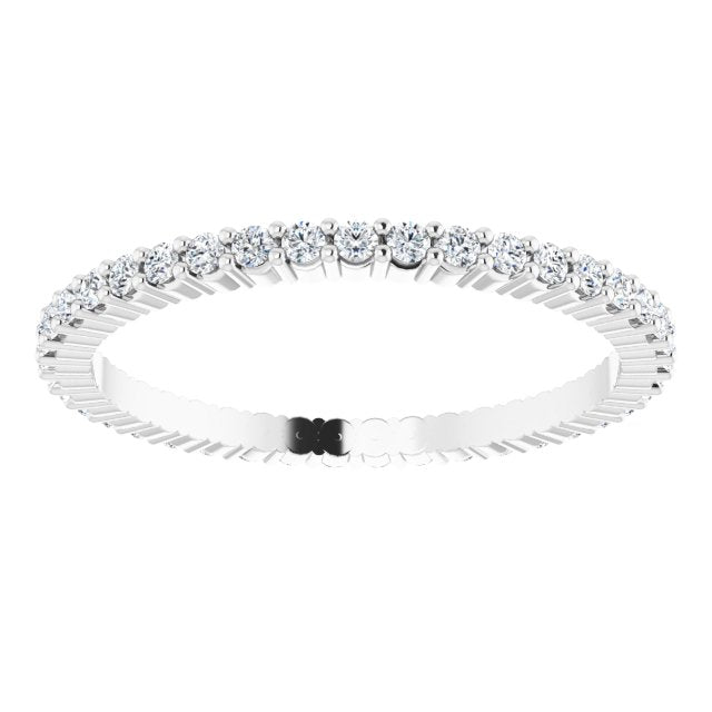 10K Gold Round Natural Diamond Shared-Prong Eternity Band – 1.3 mm Stones - White Gold - view 3