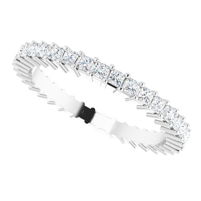 10K Gold Square Natural Diamond Shared-Prong Eternity Band – 1.5x1.5 mm Stones - White Gold - view 5