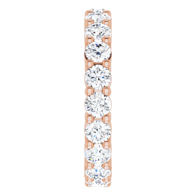 10K Gold Round Natural Diamond Shared-Prong Eternity Band – 3.2 mm Stones - Rose Gold - view 4