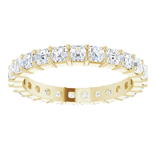 14K Gold Asscher Lab-Grown Diamond Shared-Prong Eternity Band – 2.3x2.3 mm Stones - Yellow Gold - view 3