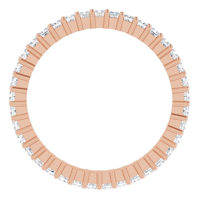 10K Gold Square Lab-Grown Diamond Shared-Prong Eternity Band – 1.5x1.5 mm Stones - Rose Gold - view 2