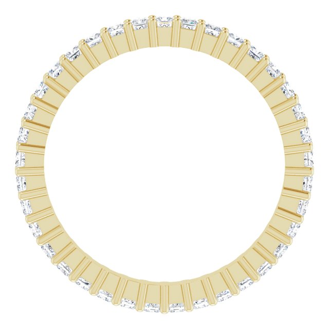 14K Gold Square Lab-Grown Diamond Shared-Prong Eternity Band – 1.5x1.5 mm Stones - Yellow Gold - view 2