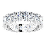 14K Gold Oval Natural Diamond Shared-Prong Eternity Band – 5x3 mm Stones - White Gold - view 3
