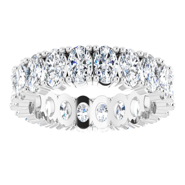 10K Gold Oval Lab-Grown Diamond Shared-Prong Eternity Band – 5x3 mm Stones - White Gold - view 3