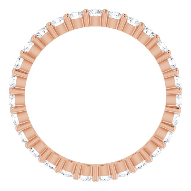 10K Gold Round Lab-Grown Diamond Shared-Prong Eternity Band – 2 mm Stones - Rose Gold - view 2