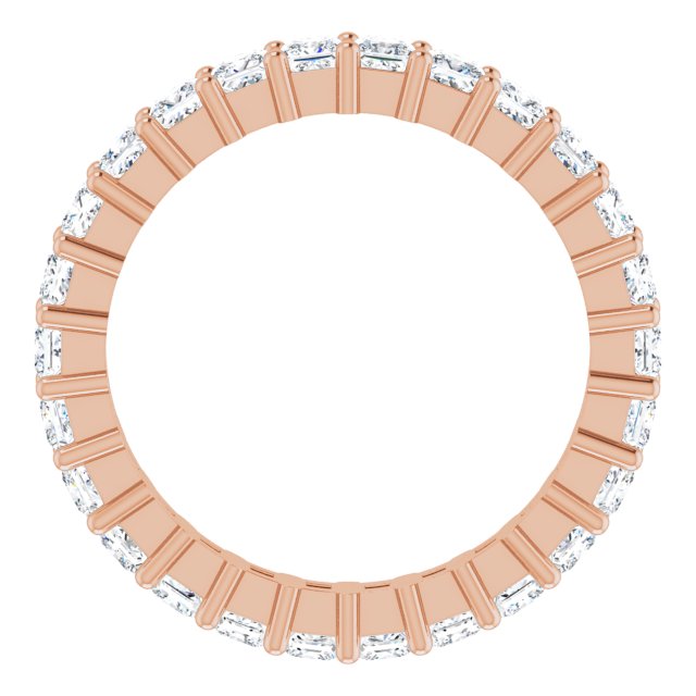 10K Gold Square Natural Diamond Shared-Prong Eternity Band – 2.25x2.25 mm Stones - Rose Gold - view 2