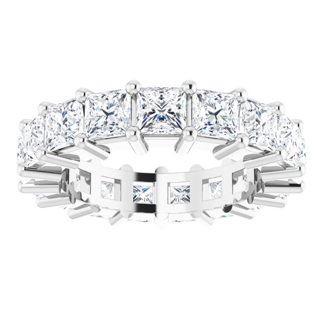 10K Gold Square Natural Diamond Shared-Prong Eternity Band – 3.75x3.75 mm Stones - White Gold - view 3
